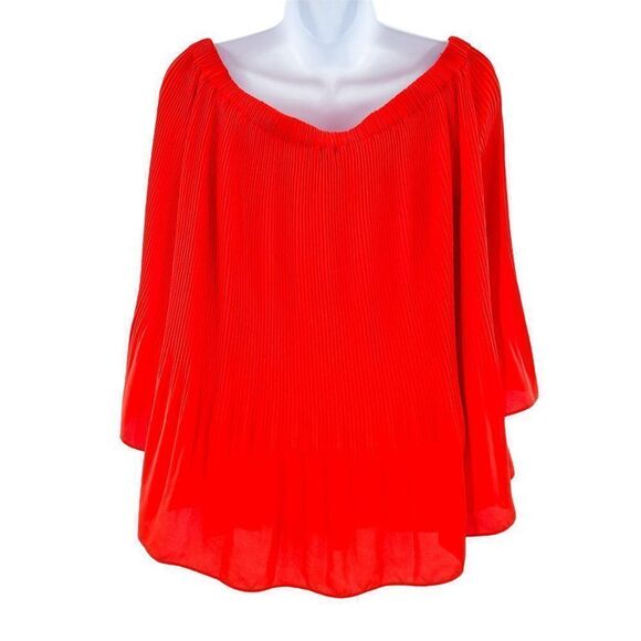 2/$30 Vince Camuto Accordion Pleated Off the Shoulder Flowy Top Blouse Medium - Picture 8 of 10
